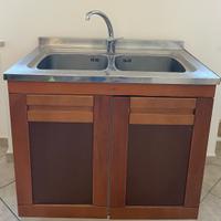 Lavello doppia vasca con mobile in legno lavandino