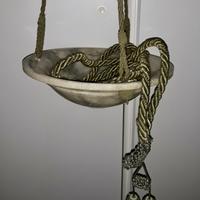 Lampada con cordoni acquasantiera alabastro antica
