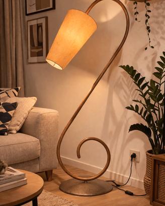 Lampada da Terra Design – Struttura Curvata Legno