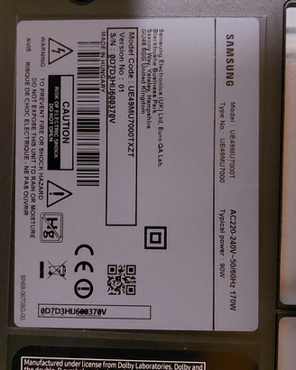 Ricambi scheda TV Samsung UE49MU7000T