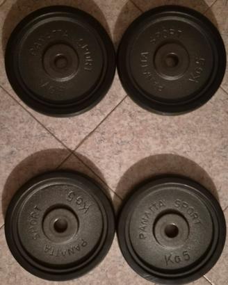 n. 4 pesi manubri tot  20kg