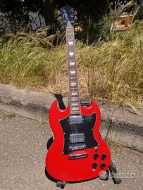 Chitarra Elettrica SG Style Rossa Doppio Humbucker