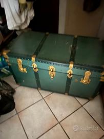 Baule Viaggio Vintage Verde Ottone Anni 50
