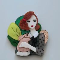 Spilla Ragazza College anni 50-60  Coniglio