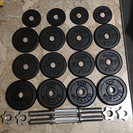 Kit 22kg coppia manubri pesi dischi ghisa palestra