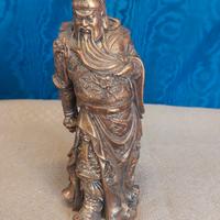 Vecchia Scultura Statuina Cinese Guan Yu 