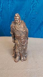 Vecchia Scultura Statuina Cinese Guan Yu 