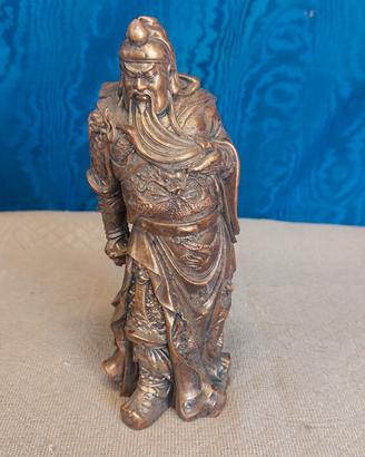 Vecchia Scultura Statuina Cinese Guan Yu 