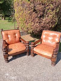Poltrone legno e pelle