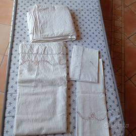 coppia di lenzuola in puro lino da corredo