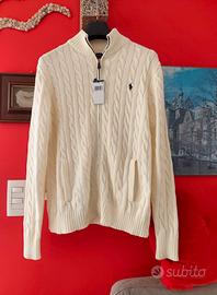 Pullover a trecce con zip lunga Ralph Lauren M