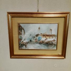 Acquerello "Mercato di S. Ambrogio"