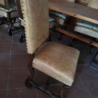 Set di 6 sedie in legno rivestite in pelle