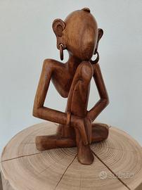 Statuetta legno -  Pensatore - etnico
