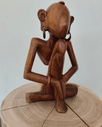 Statuetta legno -  Pensatore - etnico