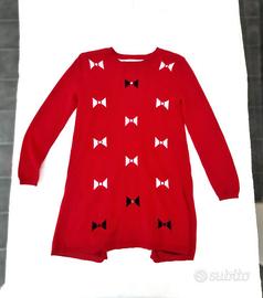 Vestito Abito caldo cotone rosso, fiocchi 8 anni