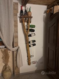 Portabottiglie artigianale con luce - Pezzo unico