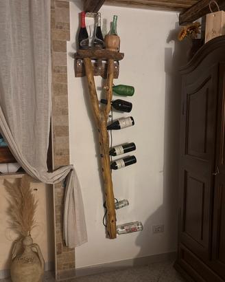 Portabottiglie artigianale con luce - Pezzo unico