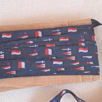 Merceria: passamaneria blu con bandierine 