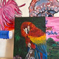 Dipinto pappagallo ara foretsa amazzonica