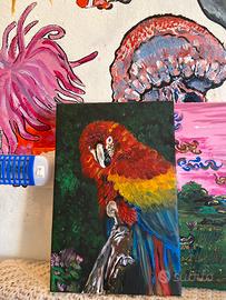 Dipinto pappagallo ara foretsa amazzonica