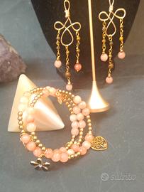 bracciale (, orecchini agata rosa occhio di tigre 