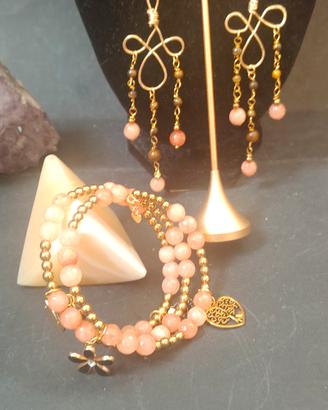 bracciale (, orecchini agata rosa occhio di tigre 