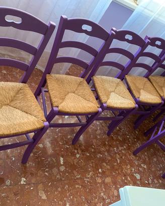 Set 6 sedie country in legno viola!