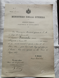 Doc ministro della guerra 1887 firma ministro