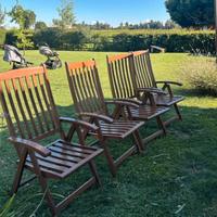 4 sedie reclinabili in legno di qualità