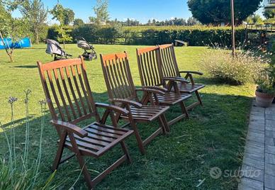 4 sedie reclinabili in legno di qualità