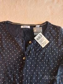 Cardigan blu con pois oro