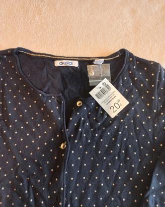 Cardigan blu con pois oro