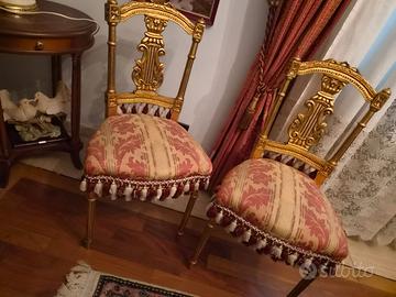Coppia di Sedie Vintage Stile Luigi XVI – Dorate
