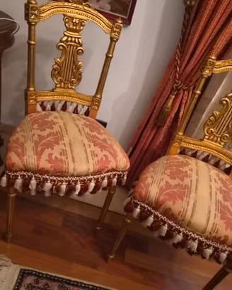 Coppia di Sedie Vintage Stile Luigi XVI – Dorate