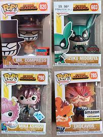 Set 4 Funko Pop della serie My Hero Academia
