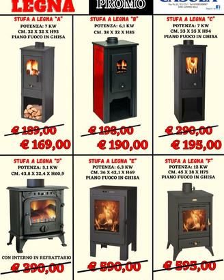STUFA NUOVE  A LEGNA IN SUPER PROMO