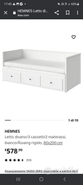 Letto divano hemnes ikea con 2 materassi