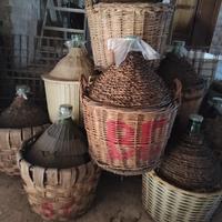 10 Damigiane in vetro 54 litri con cesto maniglie