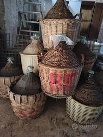 10 Damigiane in vetro 54 litri con cesto maniglie