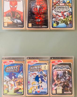 Lotto 6 Giochi PSP Marvel Sonic Tutti Funzionanti