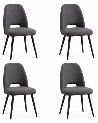 Set 4 Sedie Imbottite Moderne in Tessuto Grigio