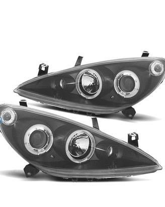 FARI PEUGEOT 307 01-05 ANGEL EYES FONDO NERO H7 H1