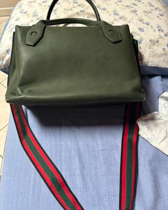 Borsa in pelle verde scura