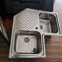 lavandino angolare in acciaio per cucina