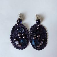 Orecchini pendenti Camomilla il stoffa blu