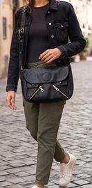 Borsa donna similpelle nera "Zippo" -vintage 