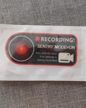Adesivo Recording sentry mode=on per auto garage