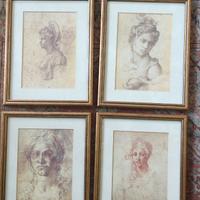 4 STAMPE, RIPRODUZIONI DISEGNI DI MICHELANGELO