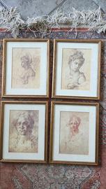 4 STAMPE, RIPRODUZIONI DISEGNI DI MICHELANGELO